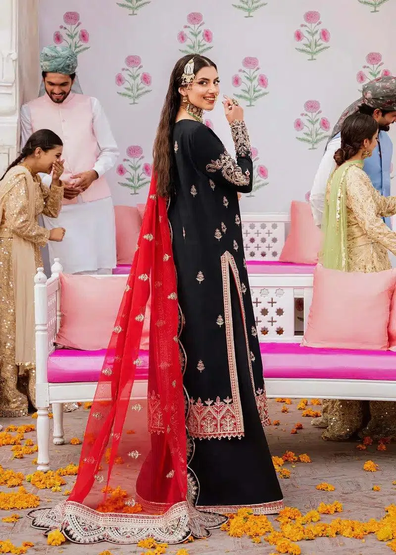 Akbar Aslam Shadmani Luxury Formals 23 Black Raw Silk – view 2 – Poshaq