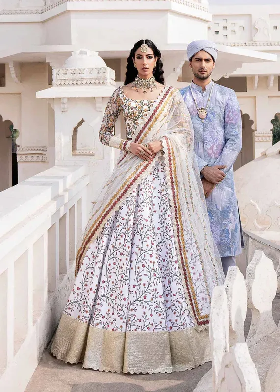 Akbar Aslam Darbar Festive Formals White Raw Silk – view 1 – Poshaq