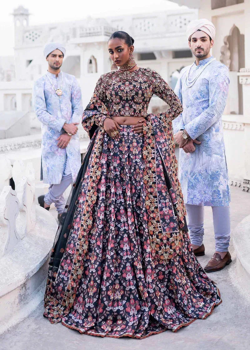 Akbar Aslam Darbar Festive Formals Navy Blue Raw Silk – view 1 – Poshaq
