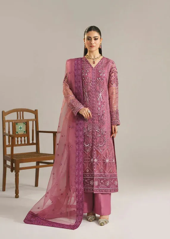 Akbar Aslam Afsana Wedding Formals Pink Organza – view 1 – Poshaq