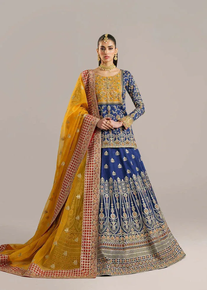 Akbar Aslam Afsana Wedding Formals Blue Raw Silk – view 1 – Poshaq