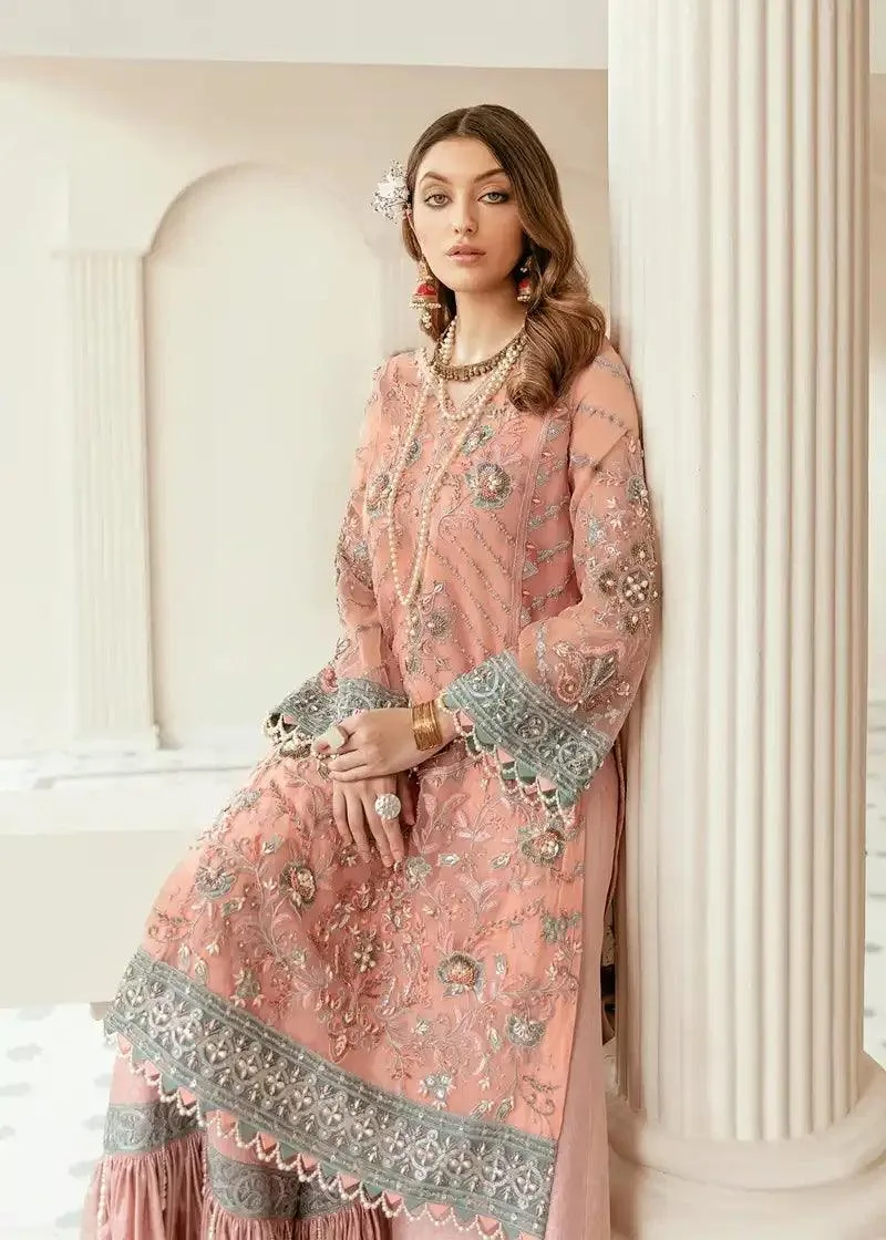 Akbar Aslam Raqs Collection Pink Organza – view 4 – Poshaq