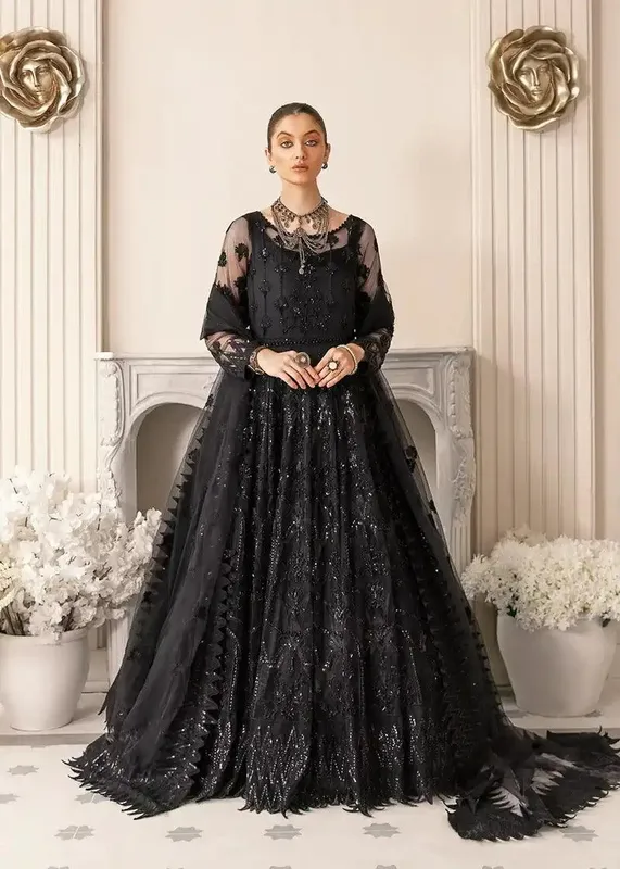 Akbar Aslam Raqsl Collection Black Tissue – view 1 – Poshaq