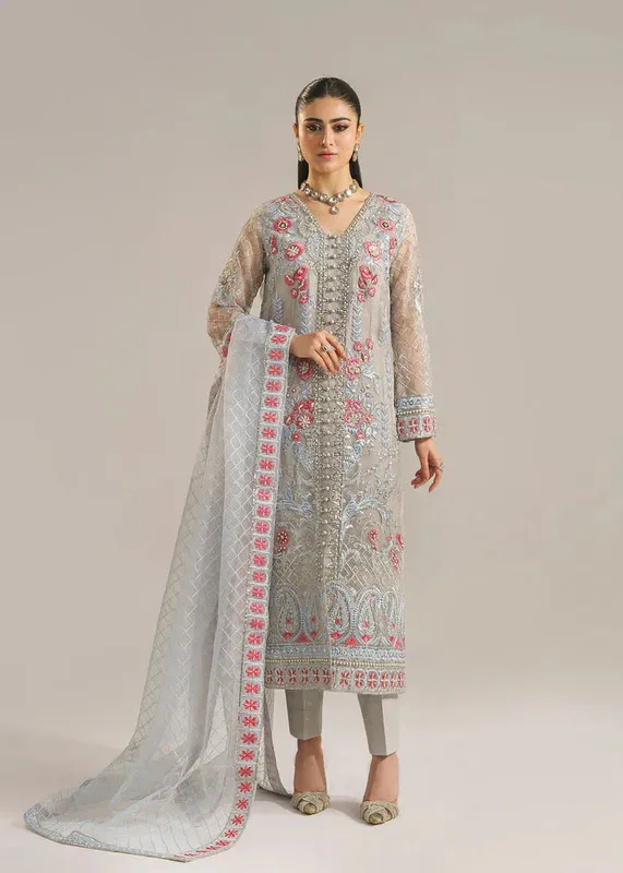 Akbar Aslam Afsana Wedding Formals Black Organza – view 1 – Poshaq