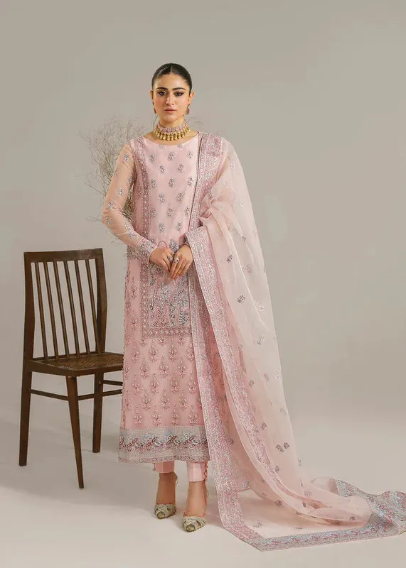 Akbar Aslam Afsana Wedding Formals Pink Organza – view 1 – Poshaq