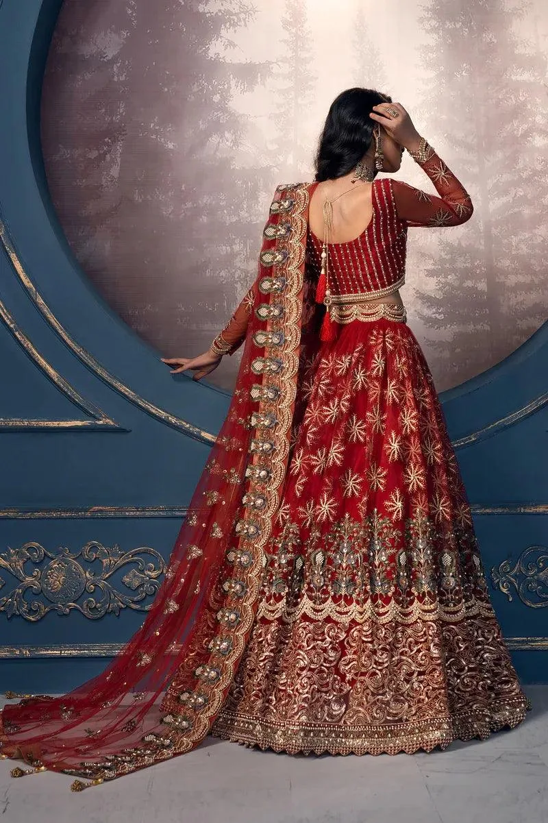 Akbar Aslam Orphic Bridals Red Tissue – view 2 – Poshaq