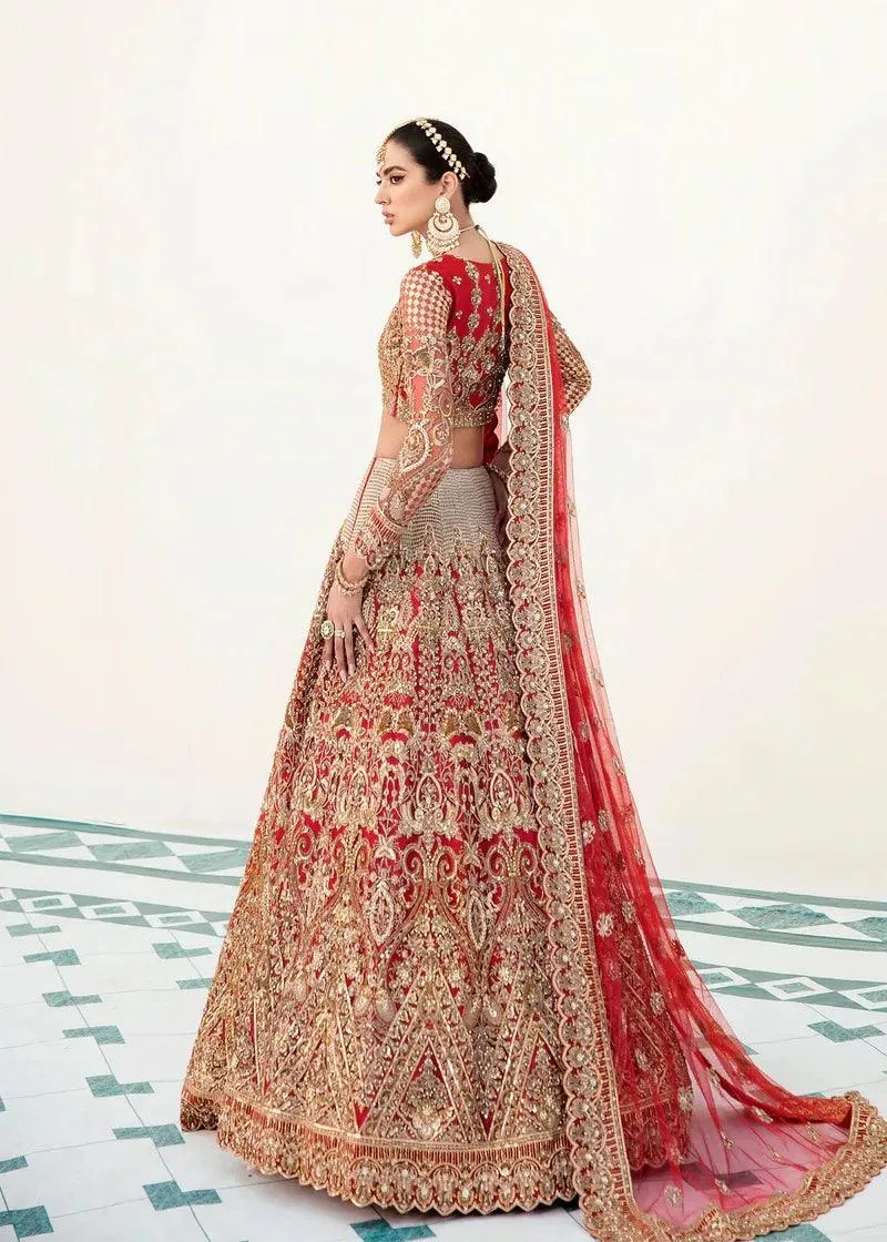 Akbar Aslam Orphic Bridals Red Net – view 3 – Poshaq