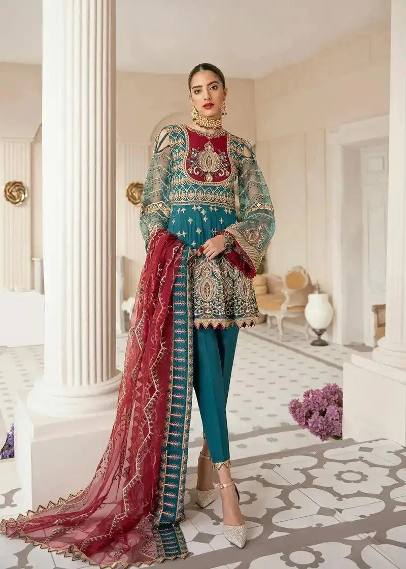 Akbar Aslam Raqs Collection Green Organza – view 1 – Poshaq