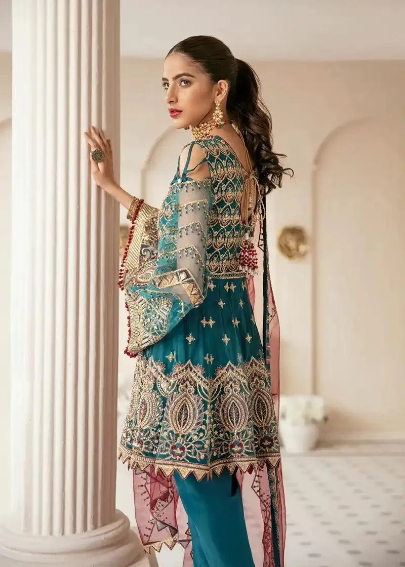 Akbar Aslam Raqs Collection Green Organza – view 2 – Poshaq