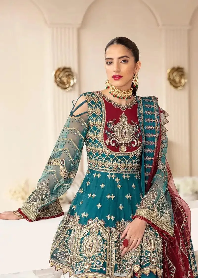 Akbar Aslam Raqs Collection Green Organza – view 3 – Poshaq