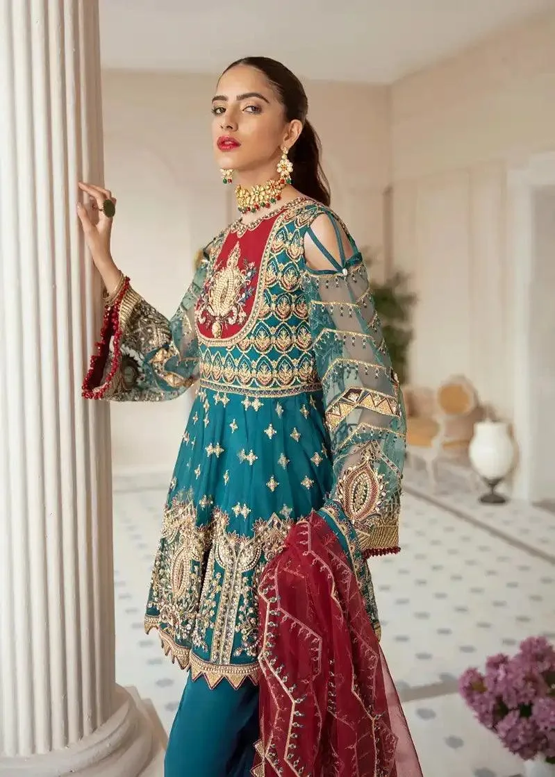 Akbar Aslam Raqs Collection Green Organza – view 4 – Poshaq