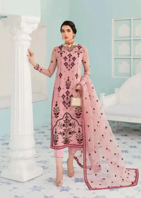 Akbar Aslam Elinor Formals 2022 Pink Organza – view 1 – Poshaq