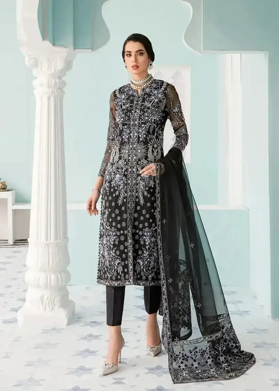 Akbar Aslam Elinor Formals 2022 Black Organza – view 1 – Poshaq