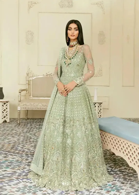 Akbar Aslam Elinor Formals Vol 1 Green Organza – view 1 – Poshaq