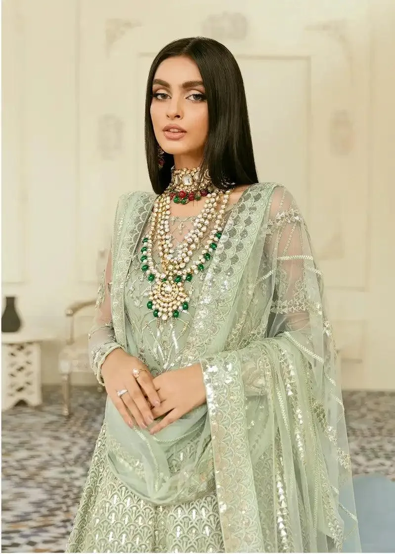 Akbar Aslam Elinor Formals Vol 1 Green Organza – view 3 – Poshaq