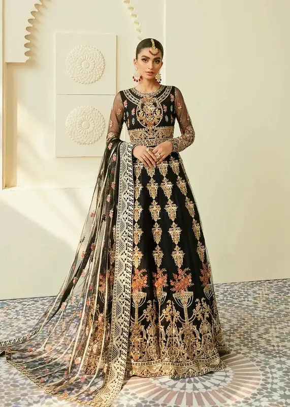Akbar Aslam Elinor Formals Vol 1 Black Organza – view 1 – Poshaq