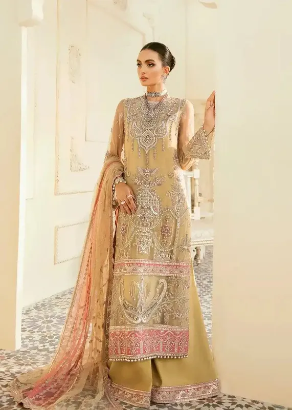 Akbar Aslam Elinor Formals Vol 1 Beige Raw Silk – view 1 – Poshaq