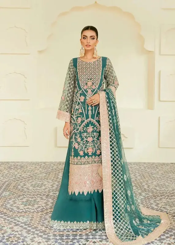 Akbar Aslam Elinor Formals Vol 1 Green Cotton Silk – view 1 – Poshaq