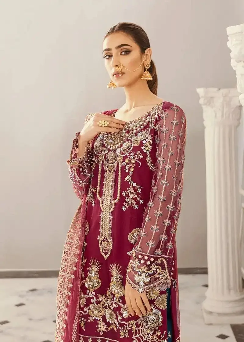 Akbar Aslam Formal Collection Maroon Tissue – view 3 – Poshaq