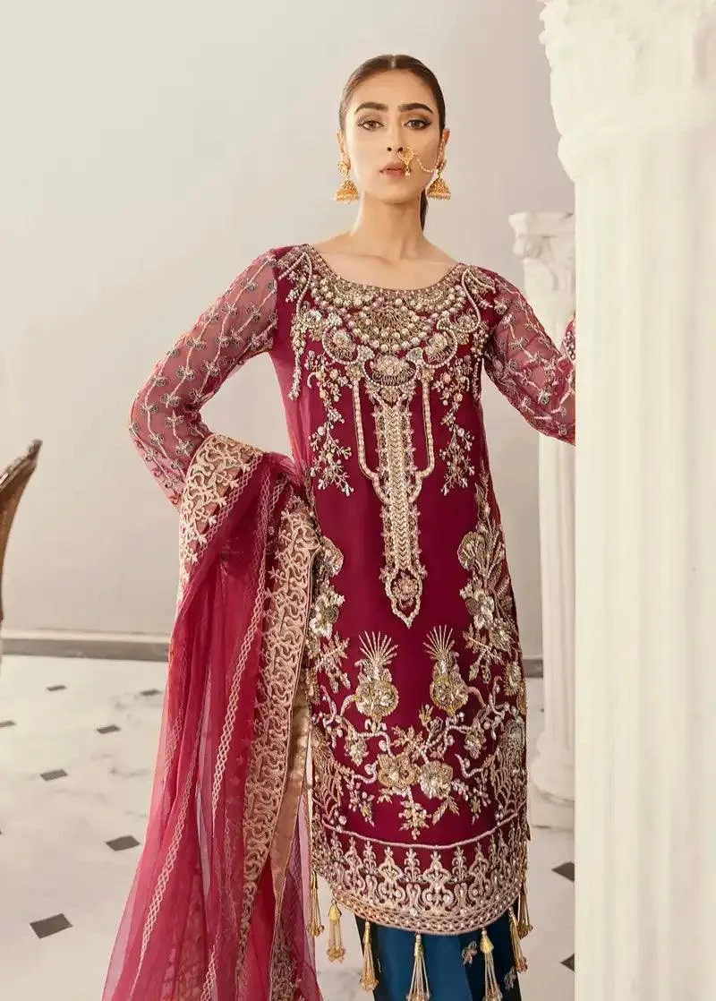 Akbar Aslam Formal Collection Maroon Tissue – view 4 – Poshaq