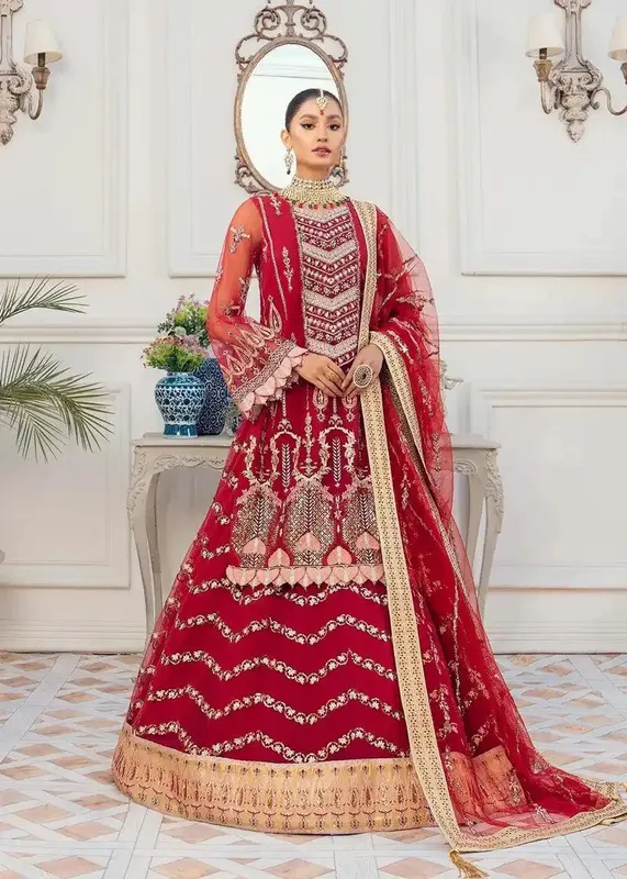 Akbar Aslam Libas-e-Khas Red Organza – view 1 – Poshaq