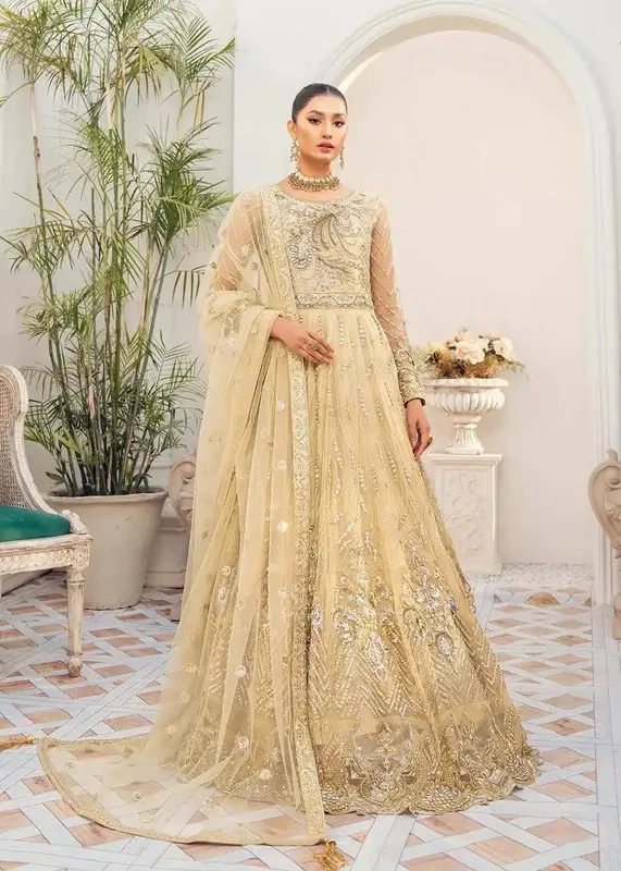 Akbar Aslam Libas-e-Khas Gold Organza – view 1 – Poshaq