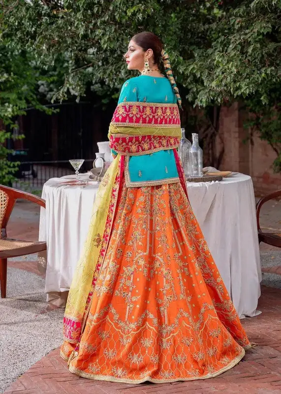 Akbar Aslam Mastani Wedding Formals 23 Orange Raw Silk – view 1 – Poshaq