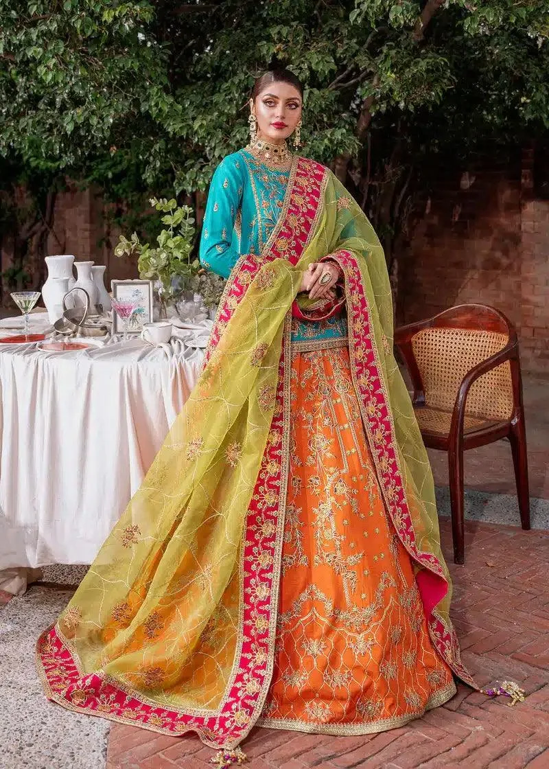 Akbar Aslam Mastani Wedding Formals 23 Orange Raw Silk – view 4 – Poshaq