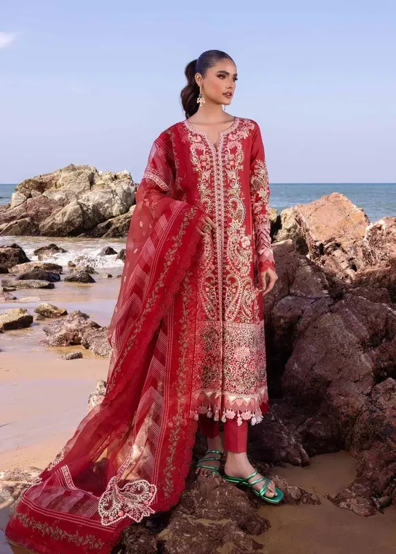 Akbar Aslam Oasis Lawn 24 Red Lawn – view 1 – Poshaq