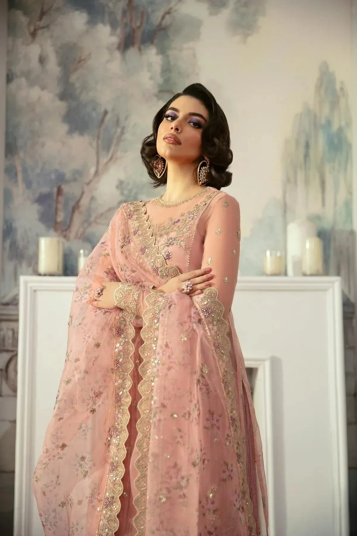 Akbar Aslam Velora Formal Pret Pink Organza – view 3 – Poshaq