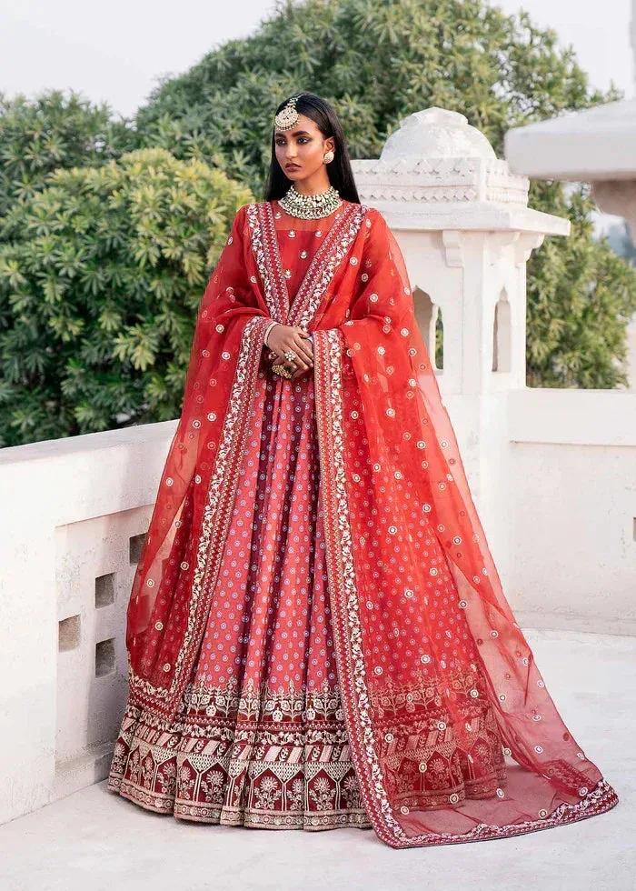 Akbar Aslam Red Raw Silk – view 2 – Poshaq