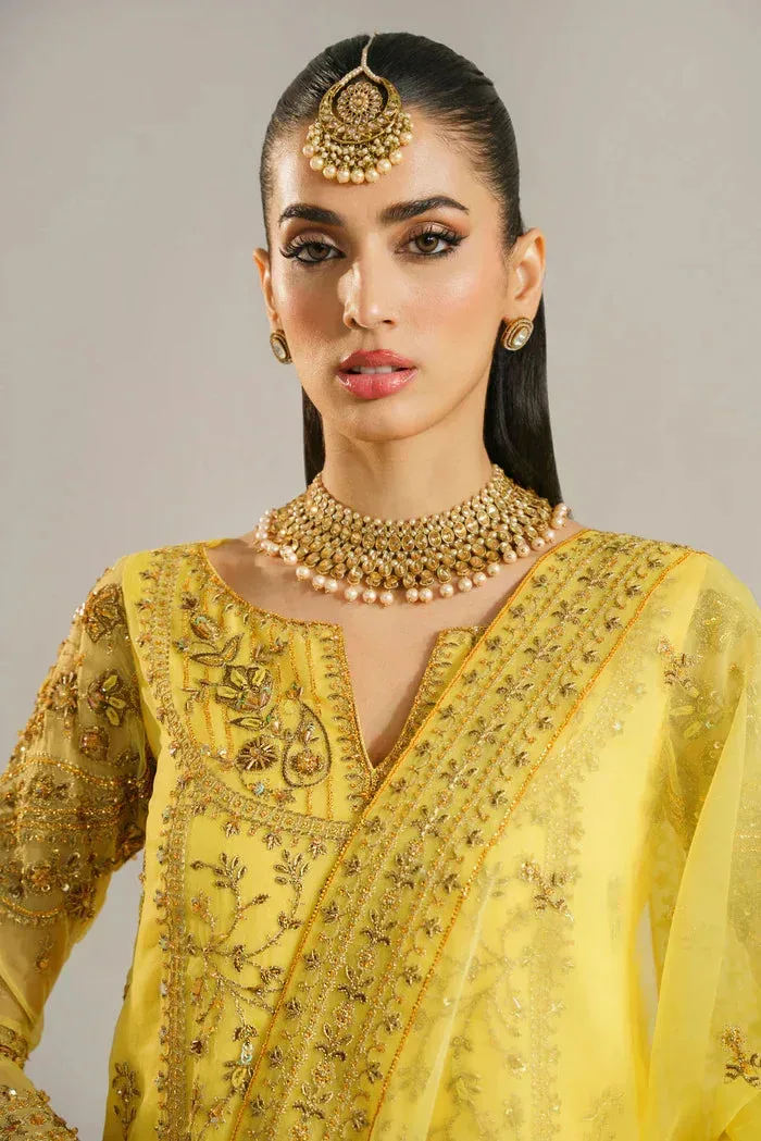 Akbar Aslam Yellow Organza – view 4 – Poshaq