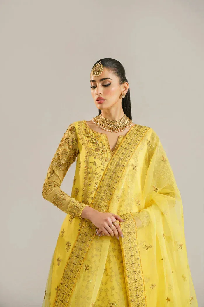 Akbar Aslam Yellow Organza – view 5 – Poshaq