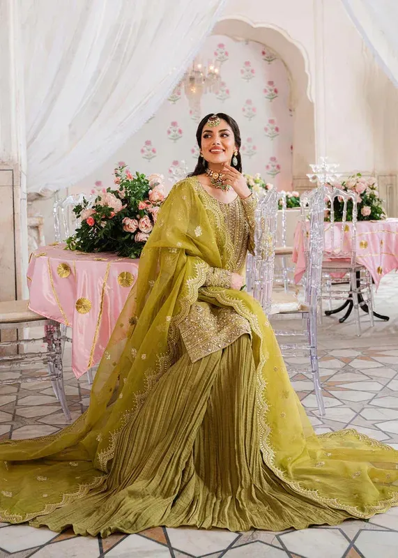 Akbar Aslam Green Raw Silk – view 1 – Poshaq