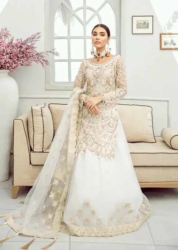 Akbar Aslam Off White Net – view 1 – Poshaq