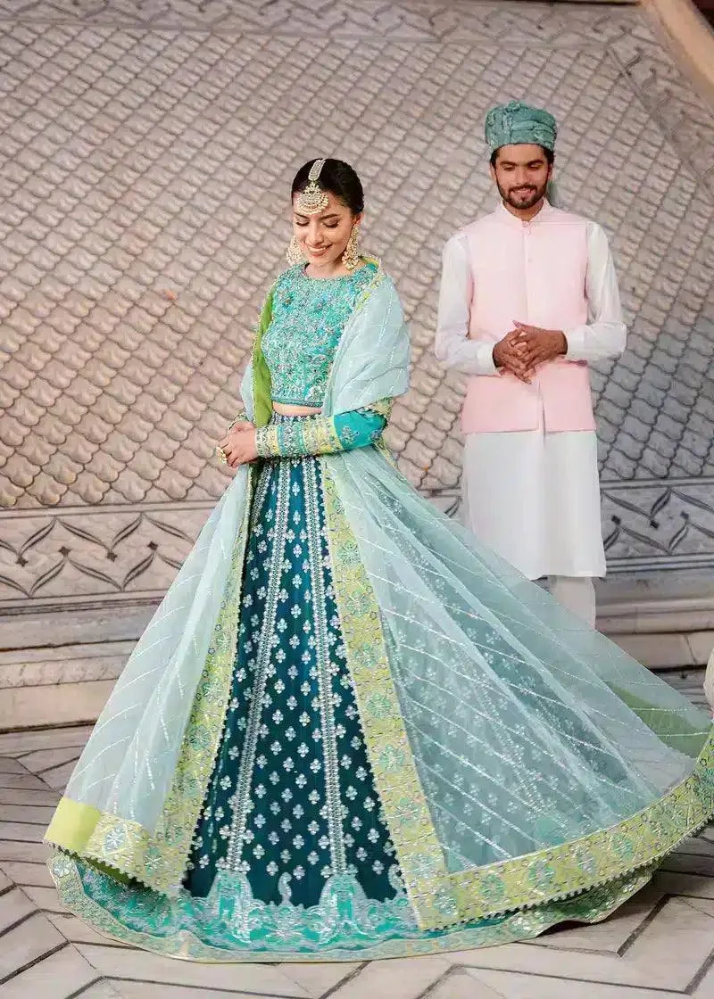 Akbar Aslam Shadmani Luxury Formals 23 Ferozi Raw Silk – view 6 – Poshaq