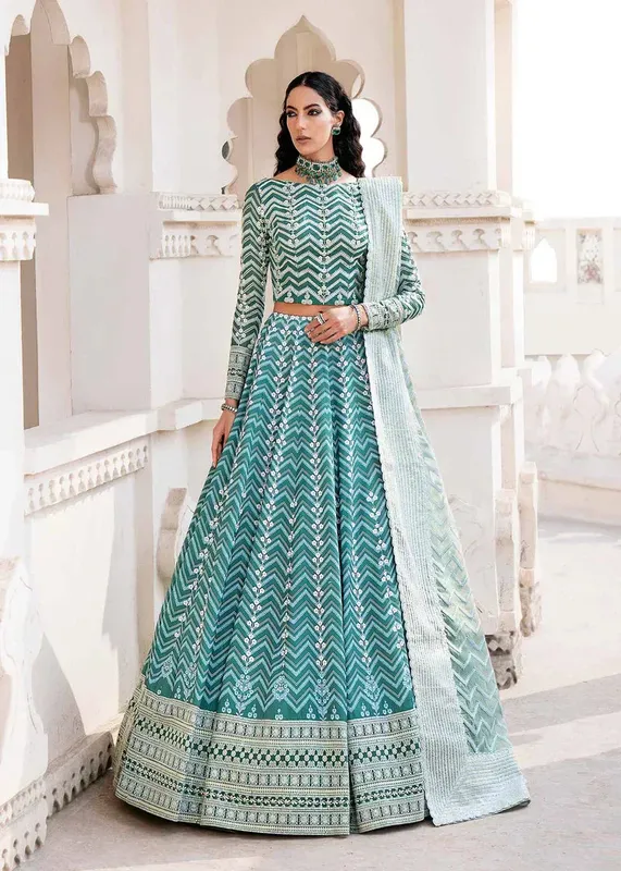 Akbar Aslam Darbar Festive Formals Green Raw Silk – view 1 – Poshaq