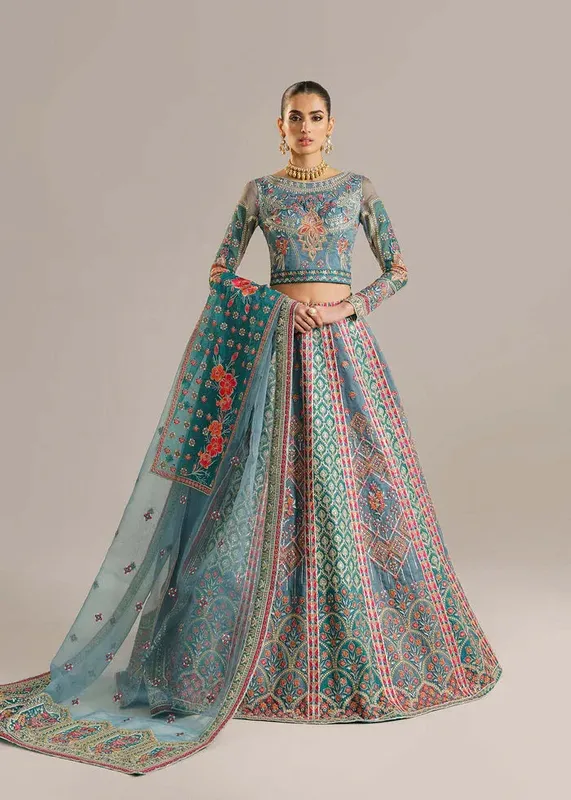 Akbar Aslam Afsana Wedding Formals Ferozi Organza – view 1 – Poshaq