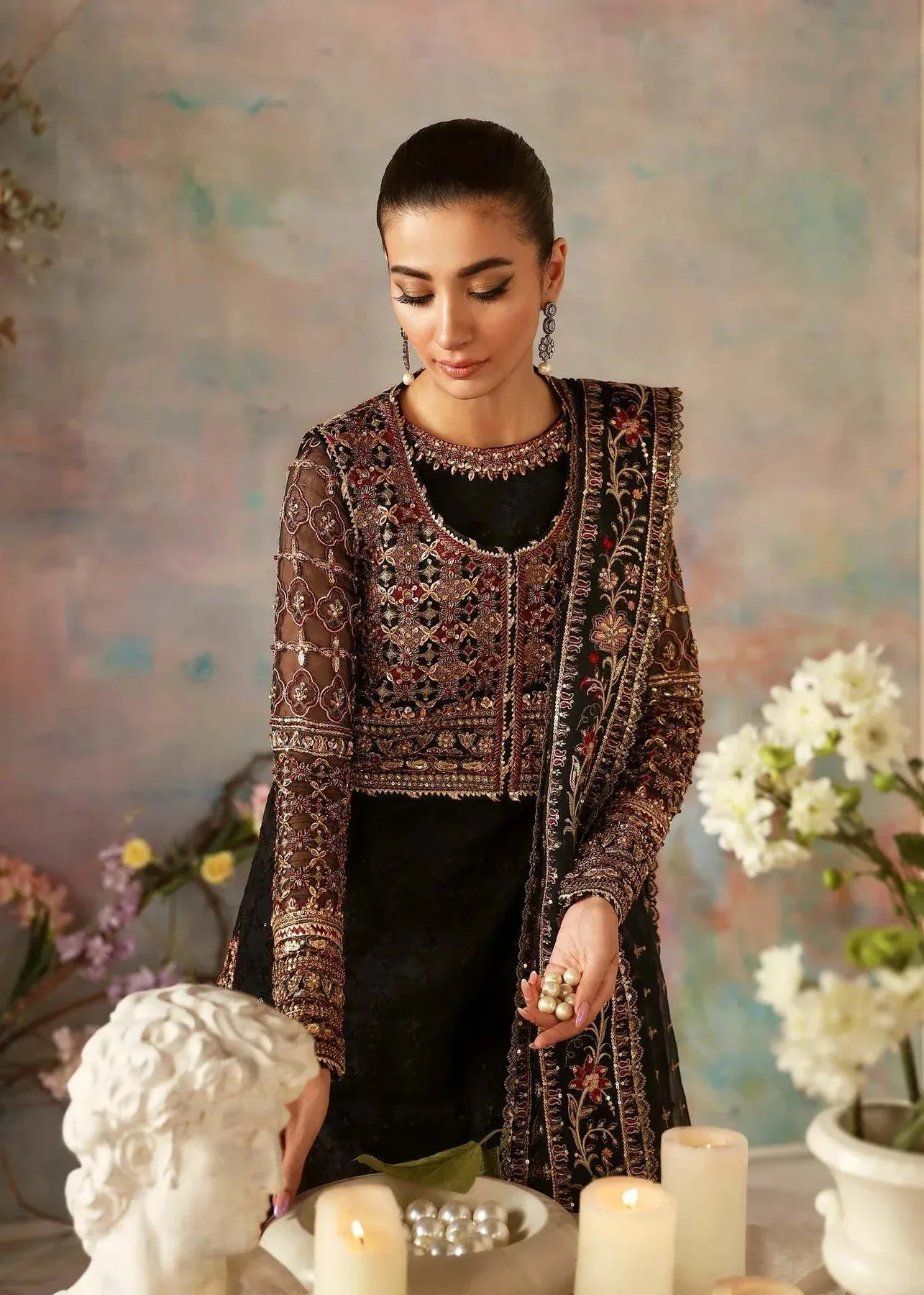 Akbar Aslam Aleia Luxury Formals Black Organza – view 2 – Poshaq