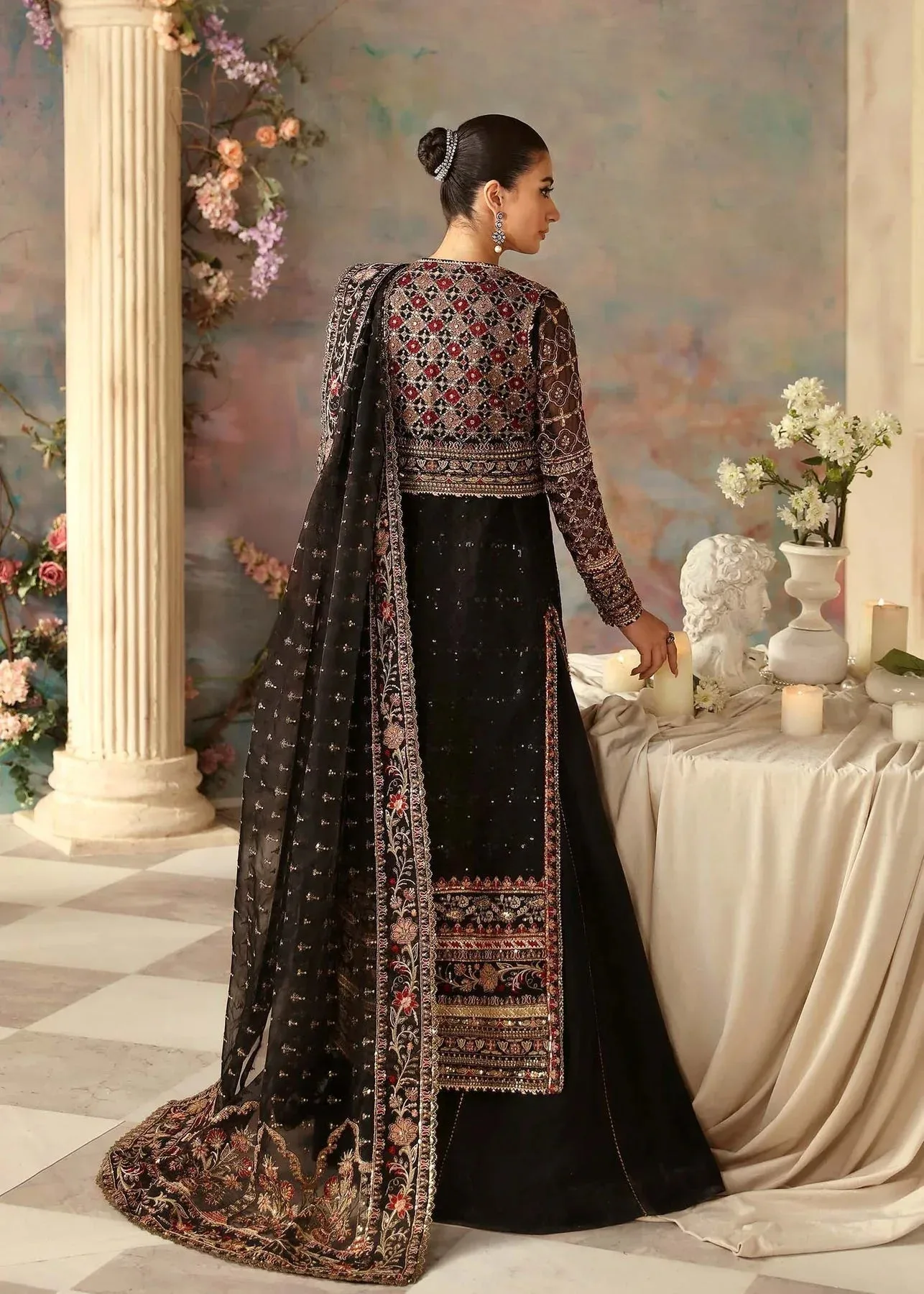 Akbar Aslam Aleia Luxury Formals Black Organza – view 3 – Poshaq