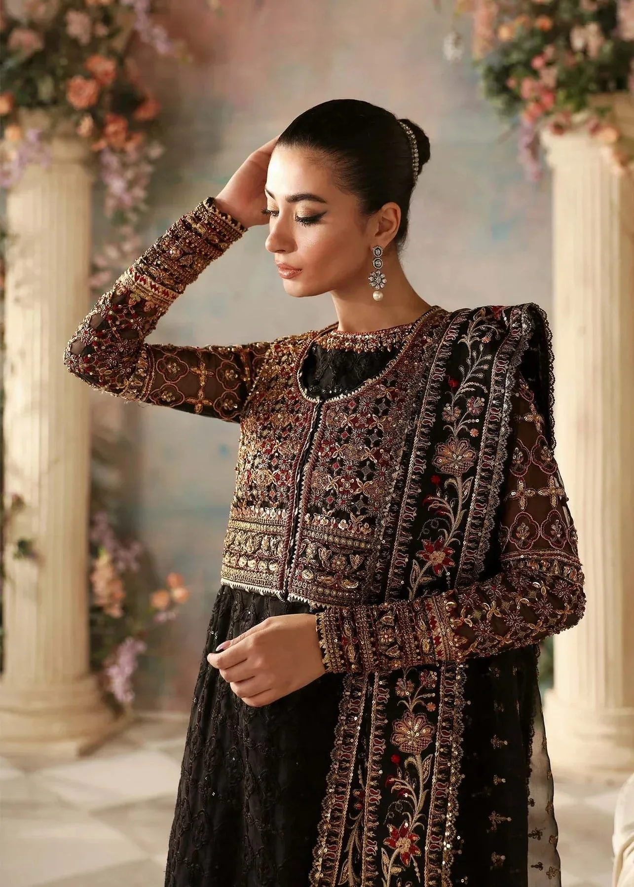 Akbar Aslam Aleia Luxury Formals Black Organza – view 4 – Poshaq