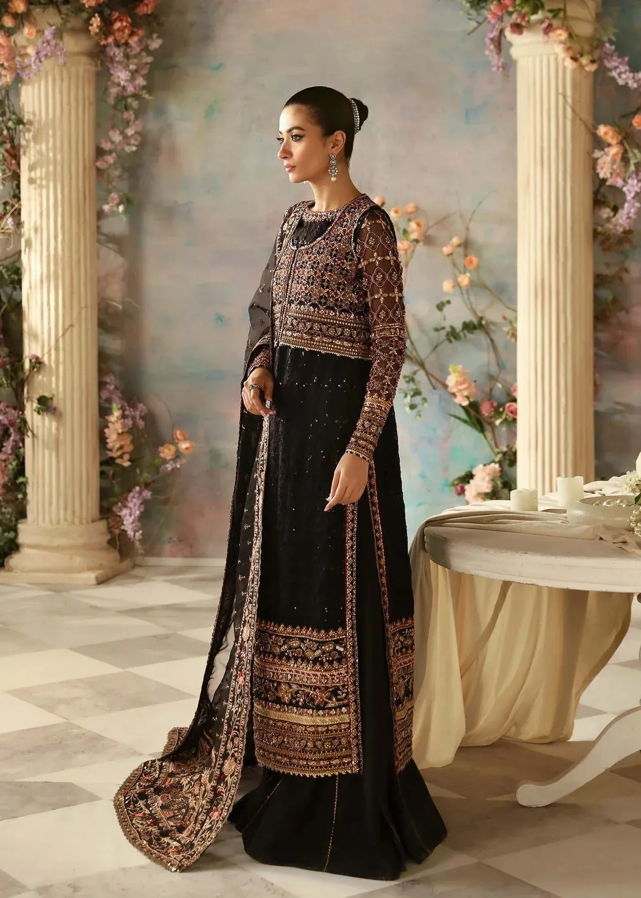 Akbar Aslam Aleia Luxury Formals Black Organza – view 5 – Poshaq