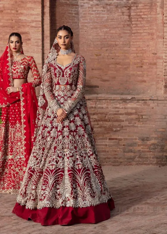 Akbar Aslam Bridal Collection 2024 Red – view 1 – Poshaq