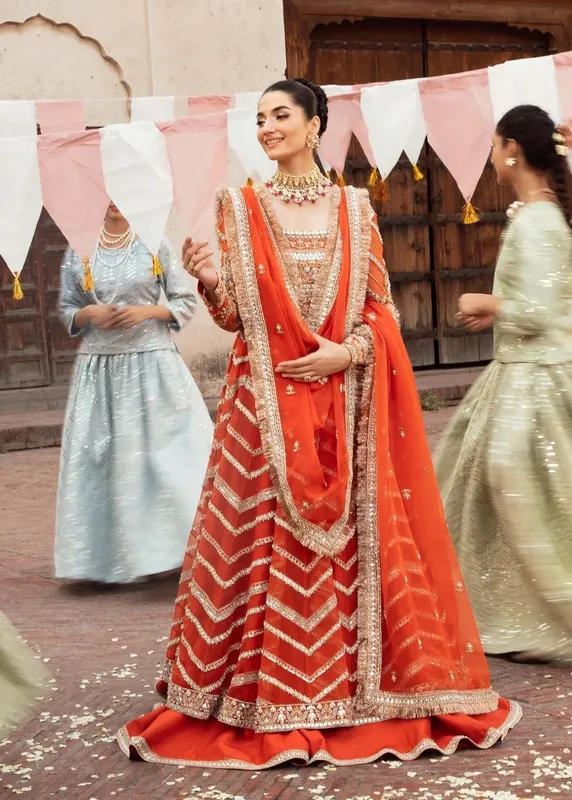 Akbar Aslam Bridal Collection 2024 Red – view 1 – Poshaq