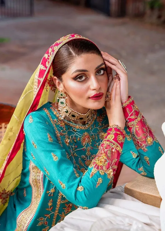 Akbar Aslam Wedding Formals Orange Raw Silk – view 1 – Poshaq