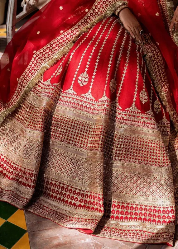 Akbar Aslam Wedding Formals Red Raw Silk – view 1 – Poshaq