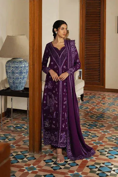 Afrozeh October Winter Pret 25 Plum – view 1 – Poshaq