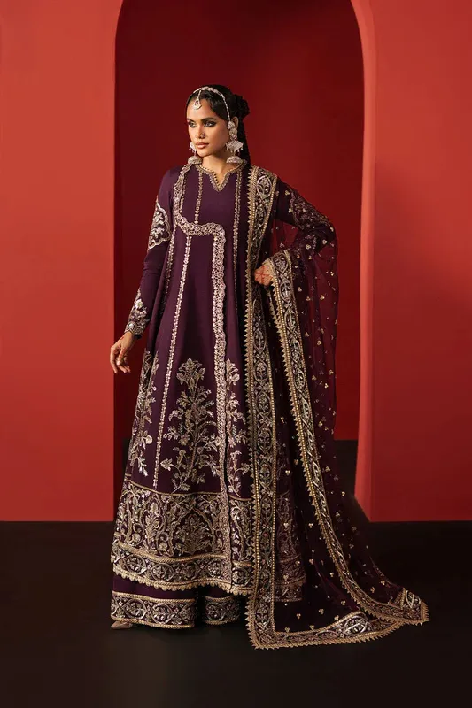 Afrozeh Divani Silk 25 Purple Raw Silk – view 1 – Poshaq