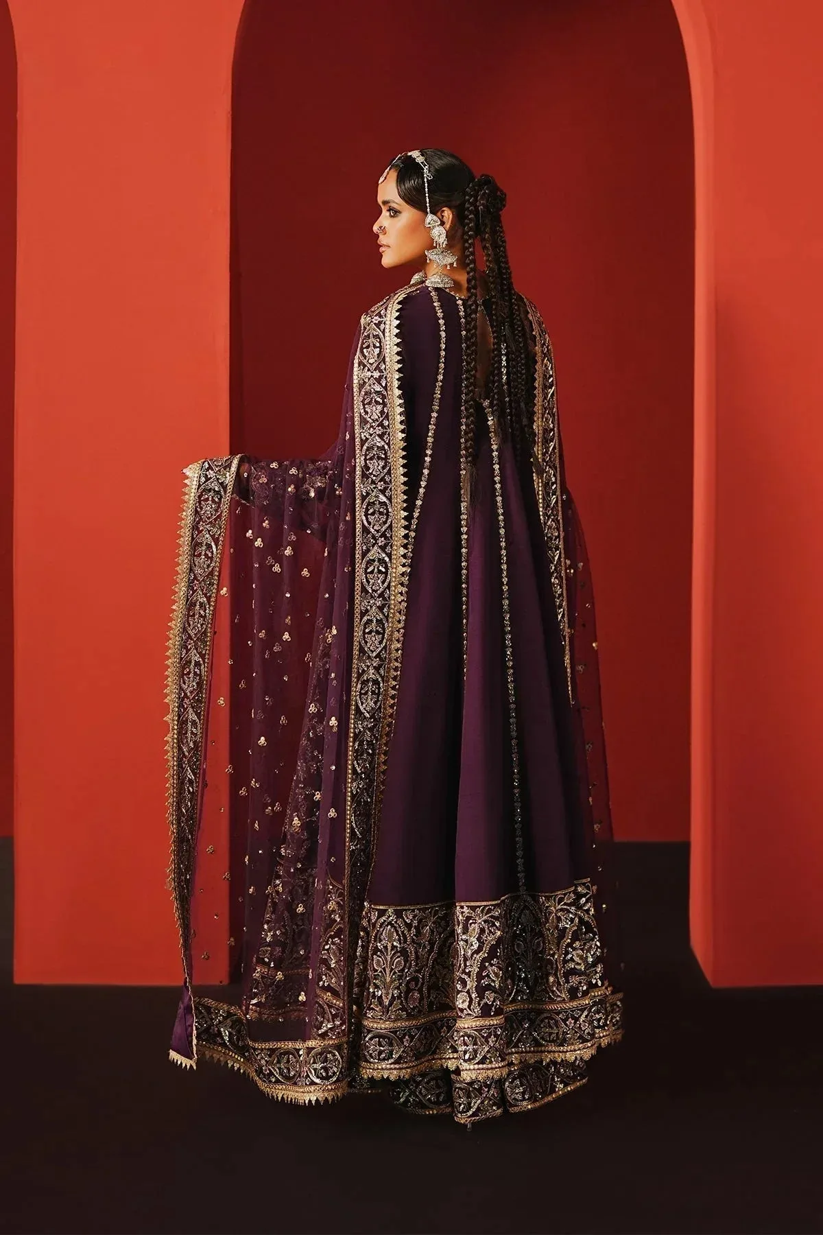 Afrozeh Divani Silk 25 Purple Raw Silk – view 2 – Poshaq