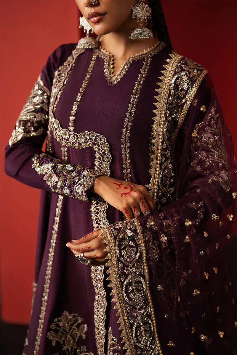 Afrozeh Divani Silk 25 Purple Raw Silk – view 3 – Poshaq